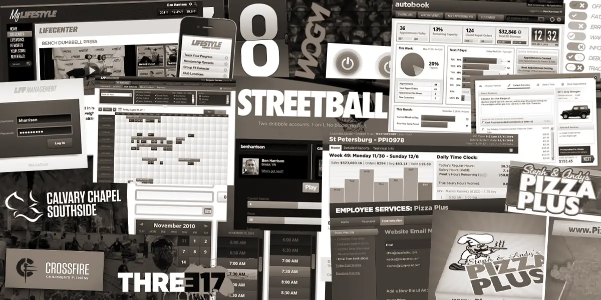 Collage of screenshots from the projects in this portfolio