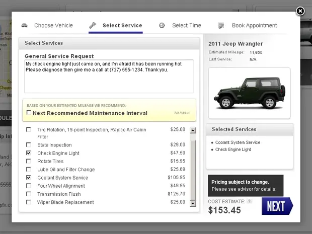 Customer-facing service scheduler