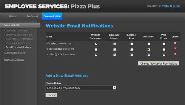 Pizza Plus Employee Site